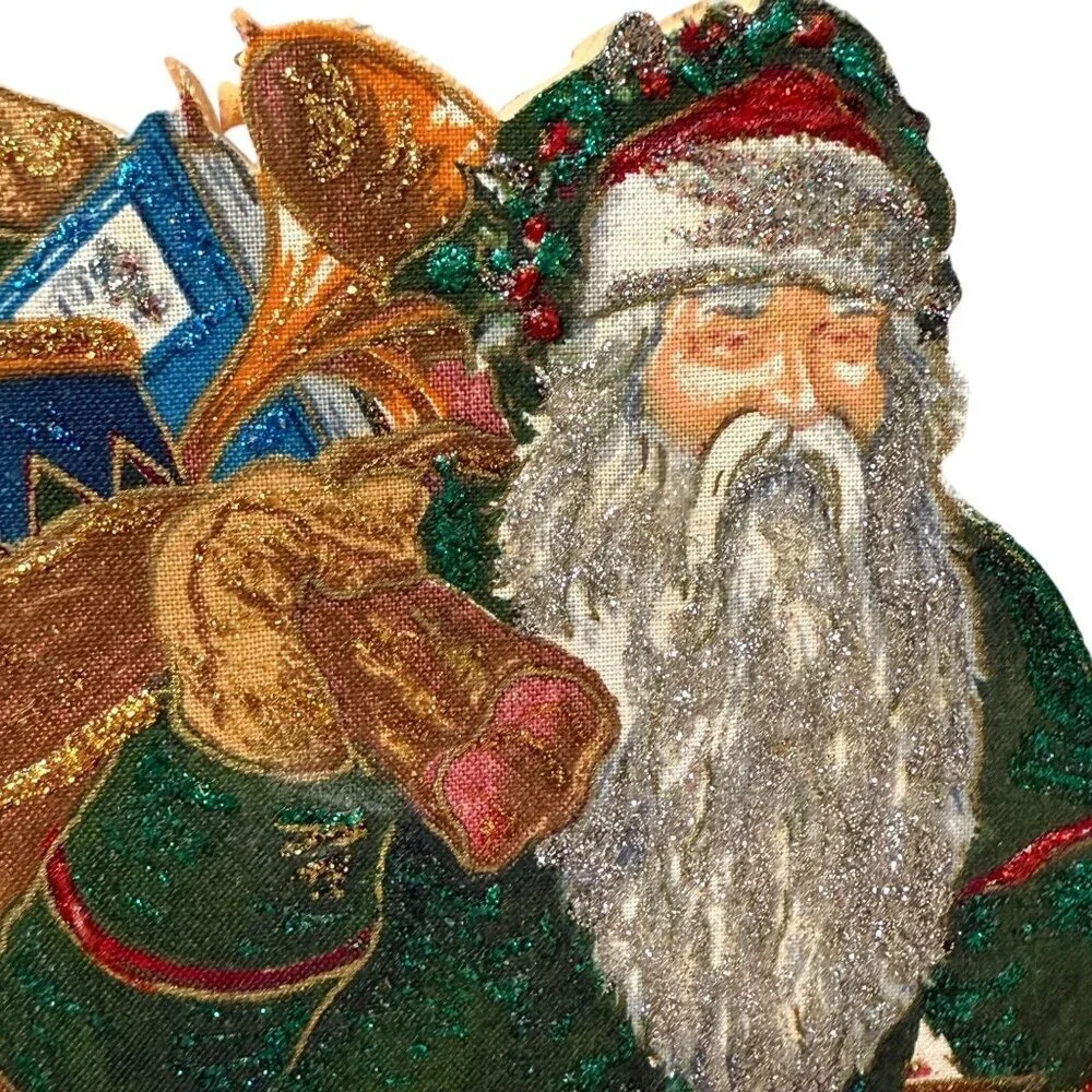 Old World Santa Wooden Signed George Bakes Cranston Victorian Holiday Decor 12